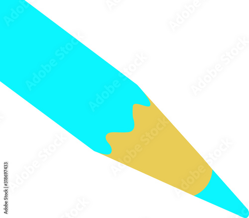 Illustration on which a flat banal pencil of trendy turquoise color is drawn on a white background.