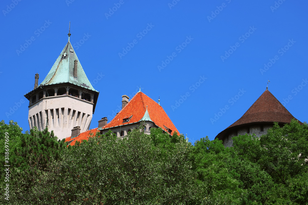 Top view of Smolenice Castle in the summer near the town of Smolenice, Slovakia Top view of Smolenice Castle in the summer near the town of Smolenice, Slovakia