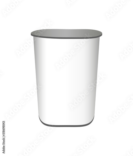 Vector blank white exhibition event presentation table. Promotion retail trade stand or promotion counter. Mockup or template of the table is isolated on a white background.