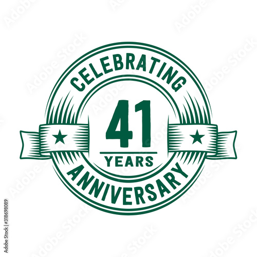 41 years logo design template. 41st anniversary vector and illustration.