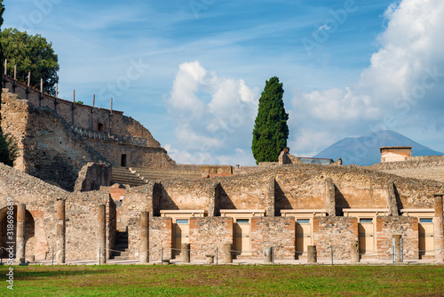 The antique ruins of pompei, city destroyed by the vesuvius voolcano eruption in Italy inscribed on the world list heritage of UNESCO photo