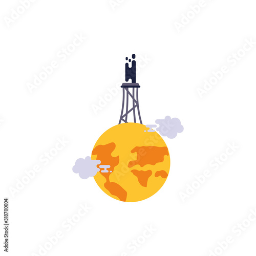 Refinery over world with smoke vector design