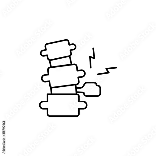 vertebra pain line icon on white background