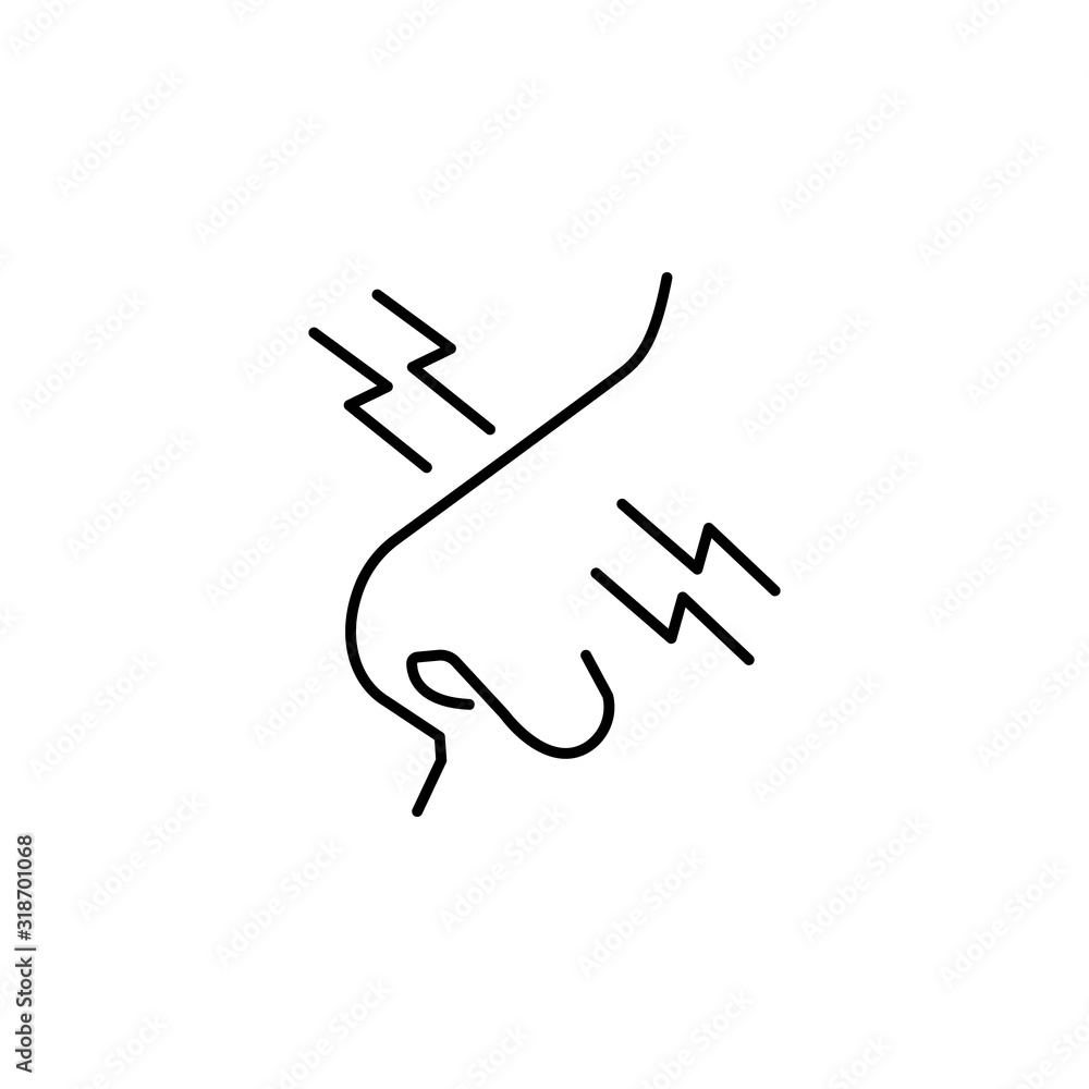 flu, influenza line icon on white background flu, influenza line icon on white background