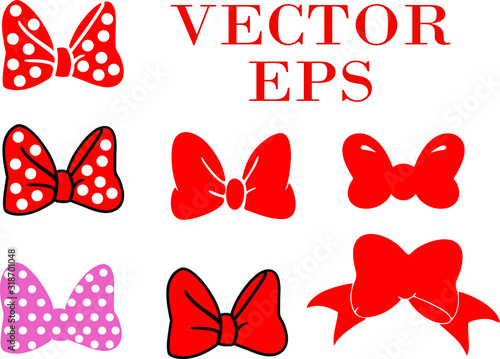 Set of bows. colored bow set. Vector illustration photo