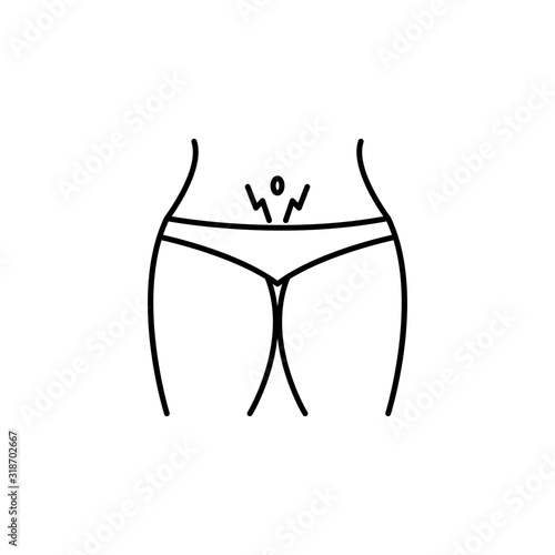 menstrual pain line icon on white background