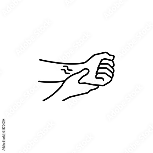 wrist pain line icon on white background