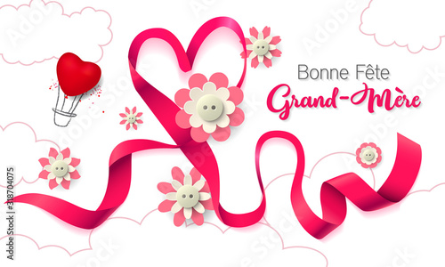 Bonne fête grand-mère - à forme de coeur avec salutation. Bonne fête grand-mères