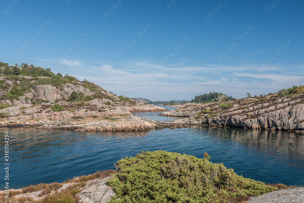 View over cliffs and bays in an archipelago.