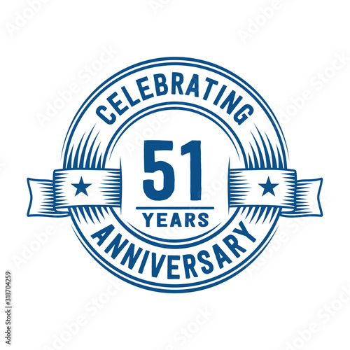 51 years logo design template. 51st anniversary vector and illustration.