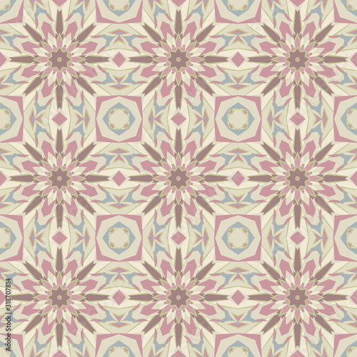 Creative color abstract geometric mandala pattern, vector seamless pattern for fabric, interior, design, textile.
