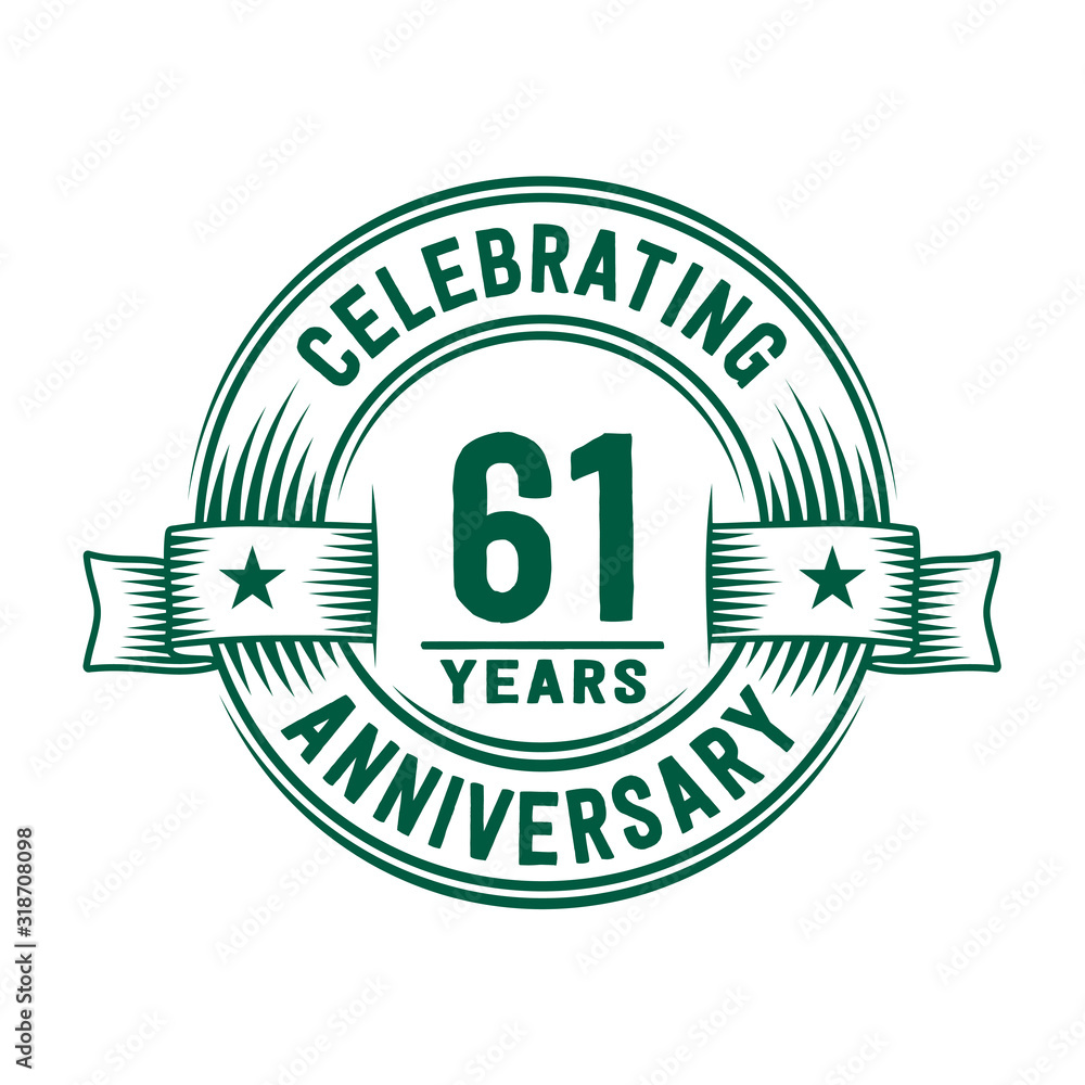 61 years logo design template. 61st anniversary vector and illustration.