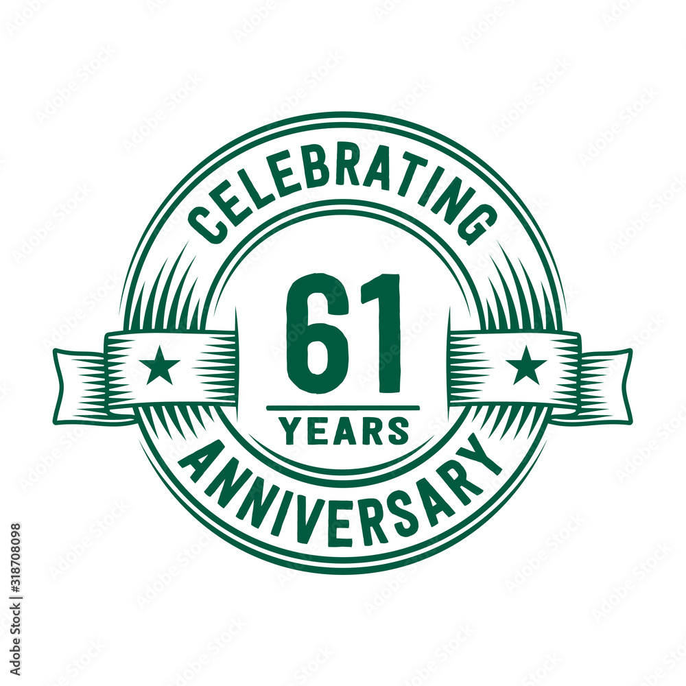 61 years logo design template. 61st anniversary vector and illustration. 61 years logo design template. 61st anniversary vector and illustration.