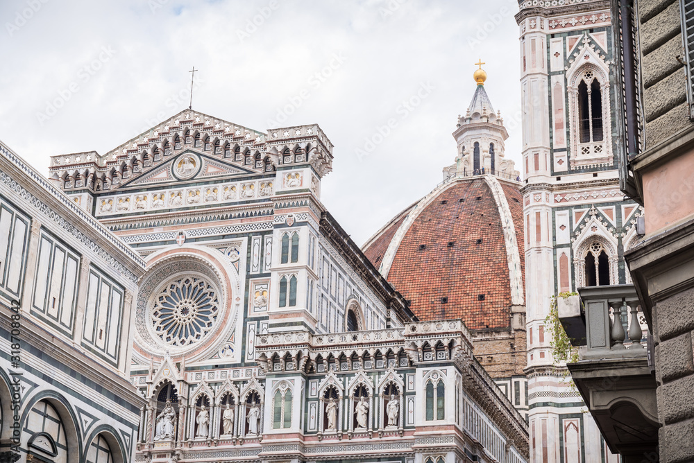 Beautiful geometric photo of Duomo Florence with facade and bell tower