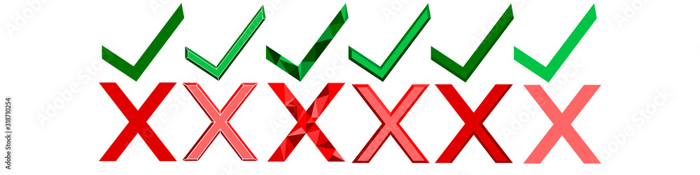 check mark and rejection symbol red and green, choosing for a test or poll on a white background check mark and rejection symbol red and green, choosing for a test or poll on a white background