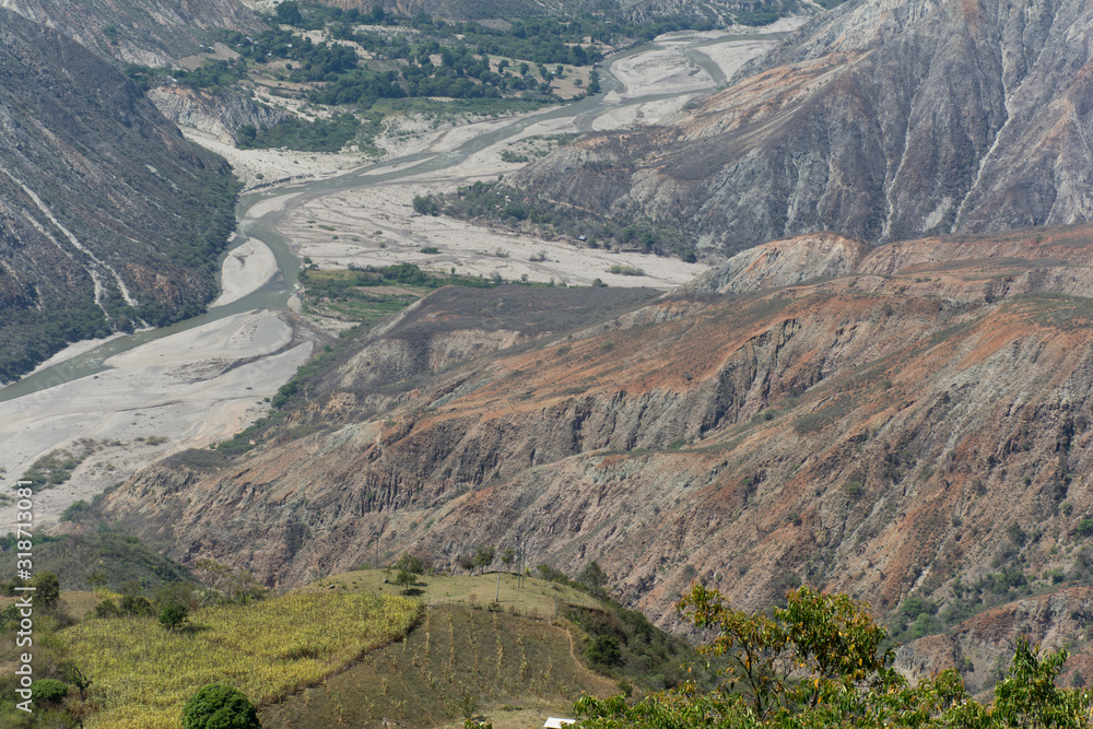 view of chicamocha canyon colombia in the Andes mountain range
