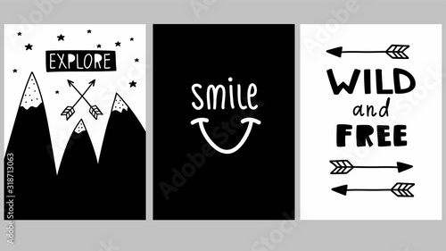 Cool set of black and white posters in children room.