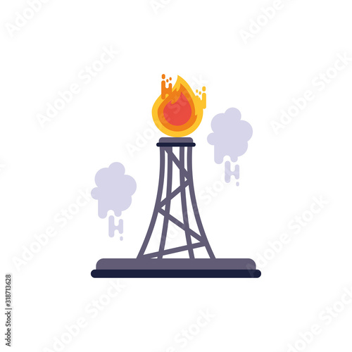 Isolated refinery with flame vector design