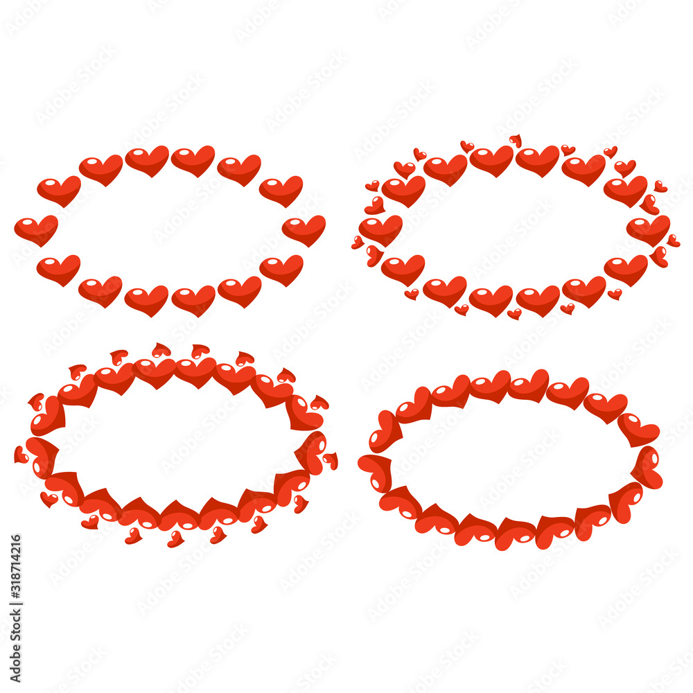 Vector drawing of a beautiful frame for Valentine's Day. The 14th of February.Oval, Round Frame for text on a white isolated background. St. Valentine's Day. Vector drawing of a beautiful frame for Valentine's Day. The 14th of February.Oval, Round Frame for text on a white isolated background. St. Valentine's Day.