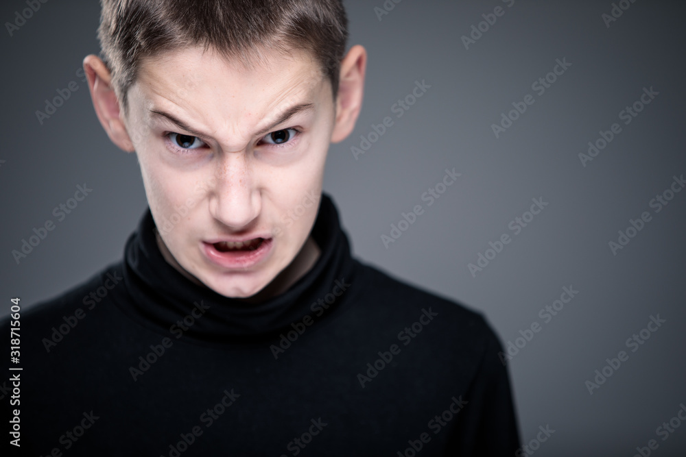 Loads of aggression in a little boy education concept hinting