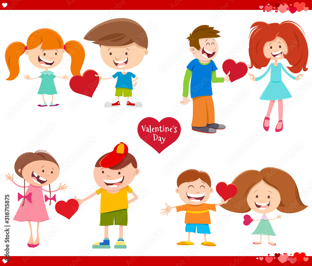 Valentines day cards set cartoon illustration Valentines day cards set cartoon illustration