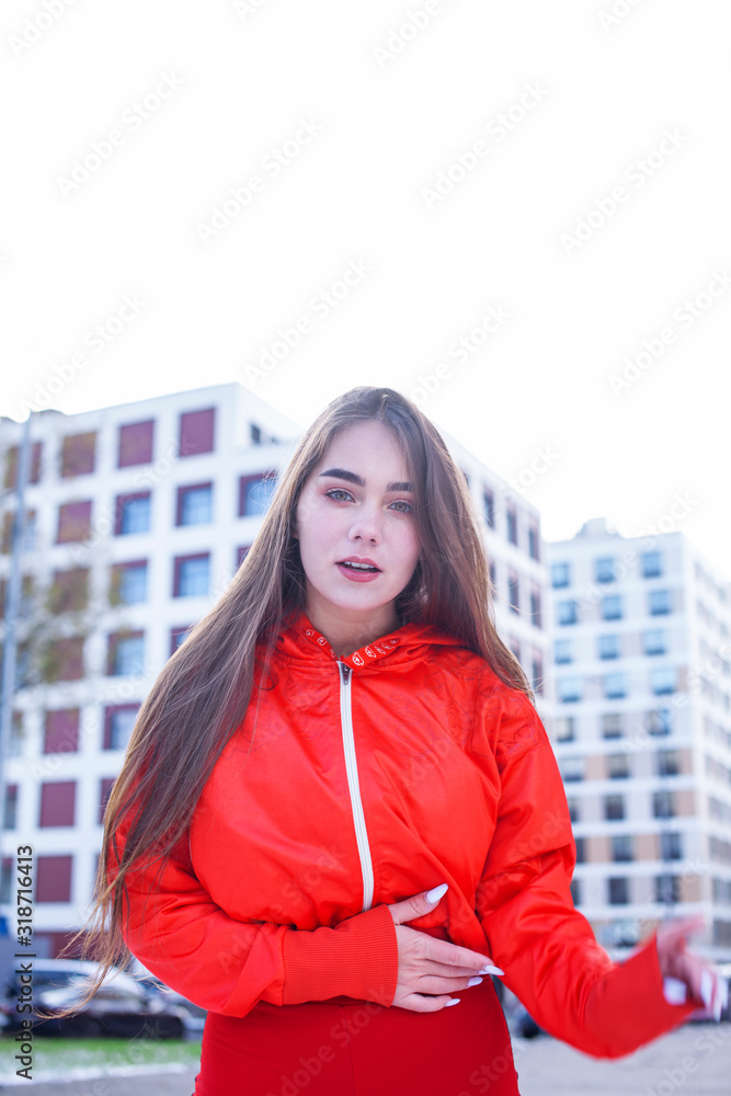 young pretty teenage girl doing sport outside on city background, lifestyle people concept young pretty teenage girl doing sport outside on city background, lifestyle people concept