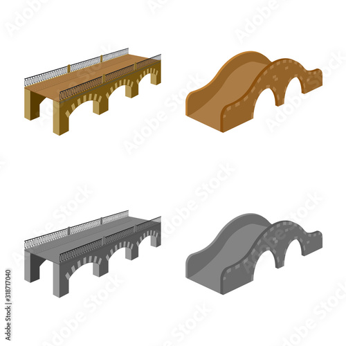 Vector illustration of connection and design symbol. Collection of connection and side stock symbol for web.
