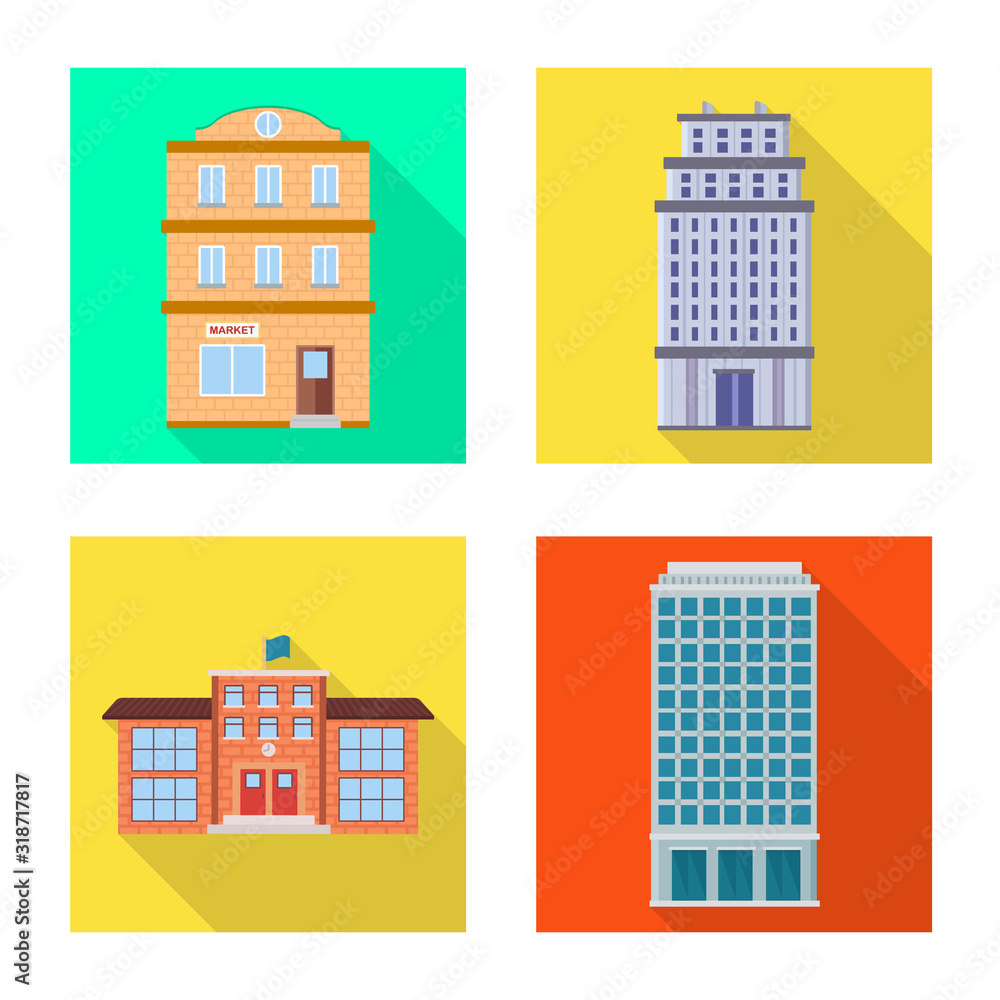 Isolated object of municipal and center symbol. Set of municipal and estate stock vector illustration. Isolated object of municipal and center symbol. Set of municipal and estate stock vector illustration.