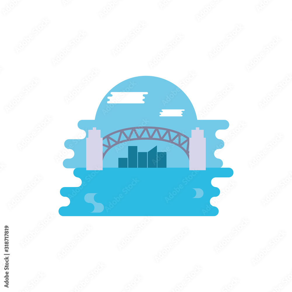 Isolated australian bridge and city vector design Isolated australian bridge and city vector design
