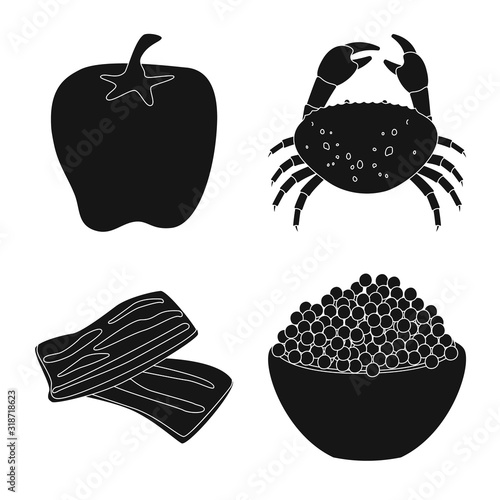 Isolated object of organic and cooking sign. Collection of organic and flavors vector icon for stock.