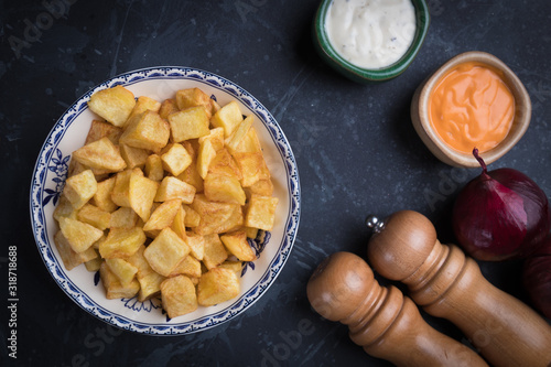 Fotobehang Patatas bravas, spanish fried potato