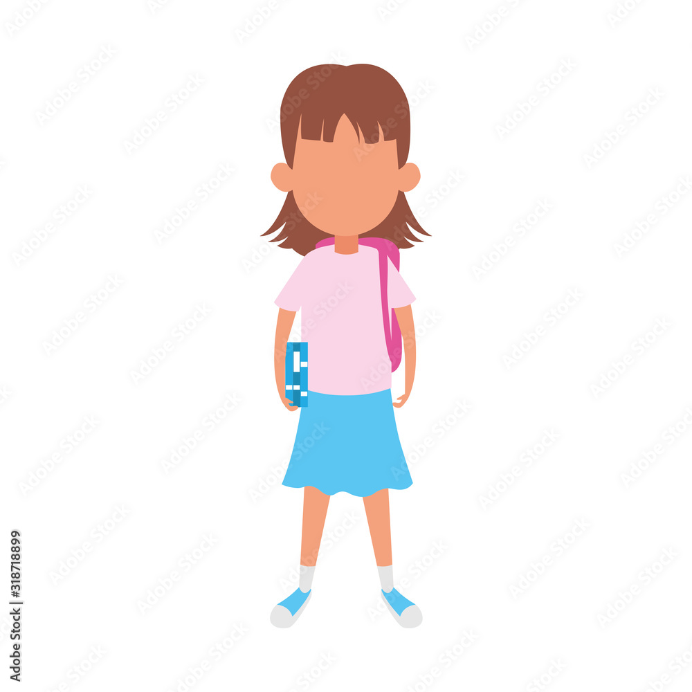 cartoon girl standing and wearing beautiful clothe, colorful design