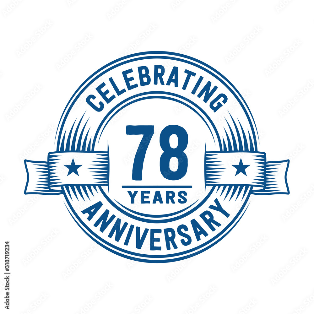 Fototapeta premium 78 years logo design template. 78th anniversary vector and illustration.