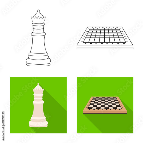 Vector illustration of checkmate and thin icon. Set of checkmate and target stock vector illustration.