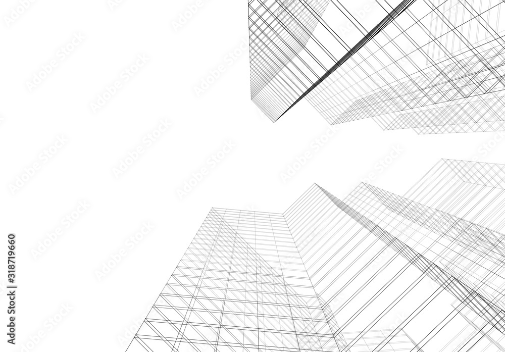 Fototapeta premium Nowoczesna architektura budynku ilustracja 3d