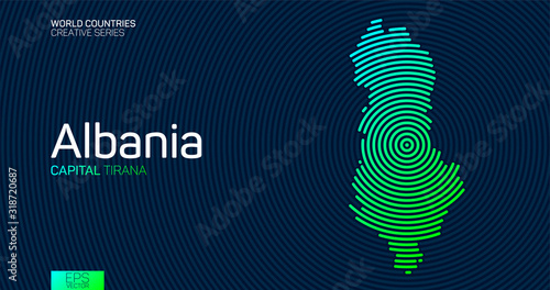 Abstract map of Albania with circle lines
