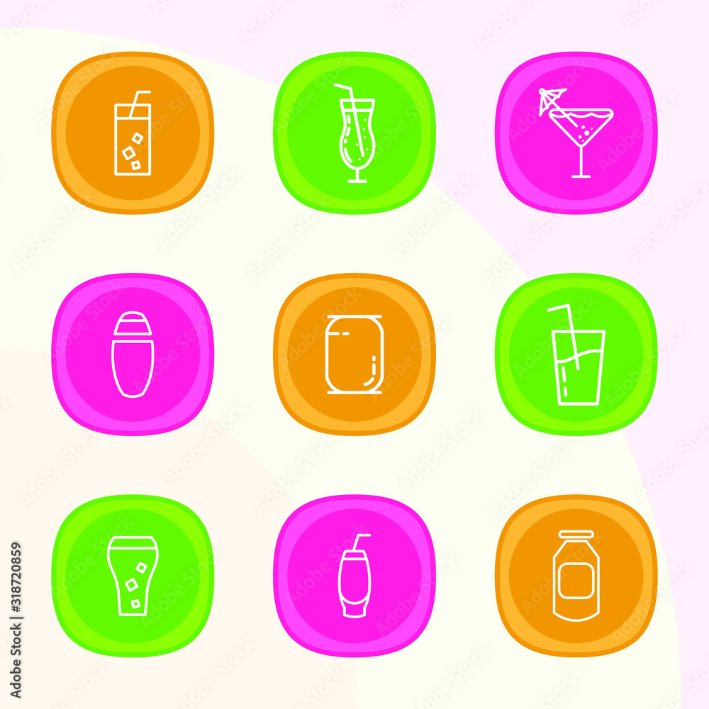 drink icon set food. for mobile app website.