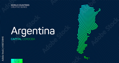 Abstract map of Argentina with circle lines