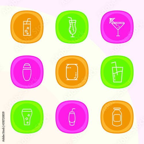 drink icon set food. for mobile app website.