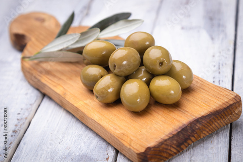 Pickled olives ready to eat, healthy food used in mediterranean cuisines