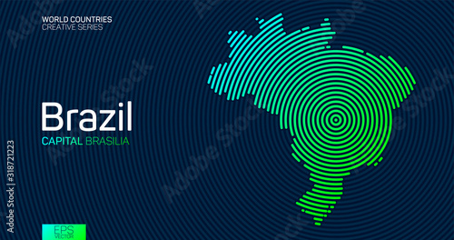 Abstract map of Brazil with circle lines photo