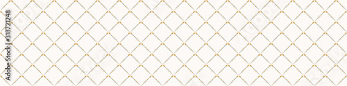 French damask shabby chic floral trellis vector texture border background. Pretty daisy flower banner seamless pattern. Hand drawn floral interior home deco ribbon trim. Classic rustic farmhouse style