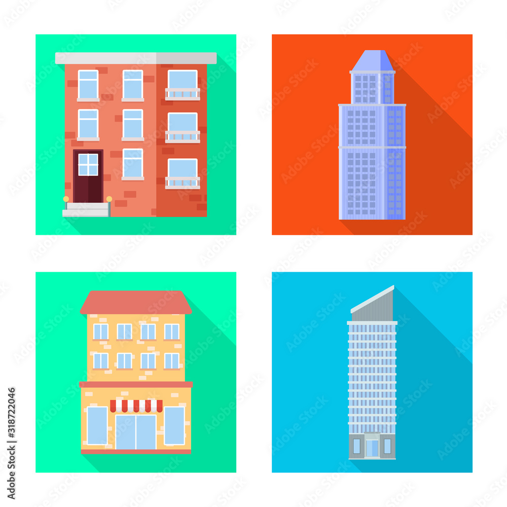 Fototapeta premium Vector illustration of municipal and center logo. Collection of municipal and estate vector icon for stock.