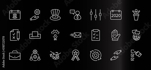 International Presidents Day Set Line Vector Icons. Contains such Icons as Hat, President, Voting, USA, Flag, Elections, Government, Ballot, Box, Check, Politics and more Editable Stroke 32x32 Pixels