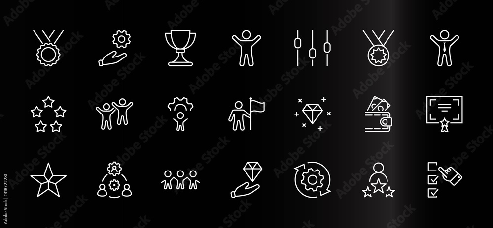 Set of Success Related Vector Line Icon. Contains such Icons as Cup, Ribbon, Star, Winner, Reward and more.Editable Stroke. 32x32 Pixels Set of Success Related Vector Line Icon. Contains such Icons as Cup, Ribbon, Star, Winner, Reward and more.Editable Stroke. 32x32 Pixels