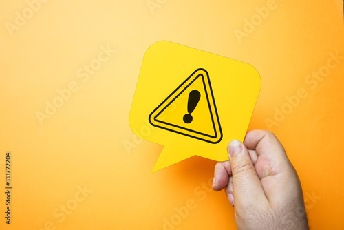 Fototapeta Exclamation mark, warning and safety concept