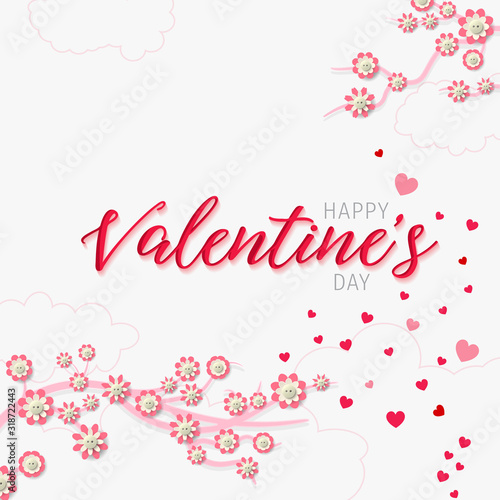 Valentines Day greeting card template with typography text happy valentine`s day. valentines day lettering.