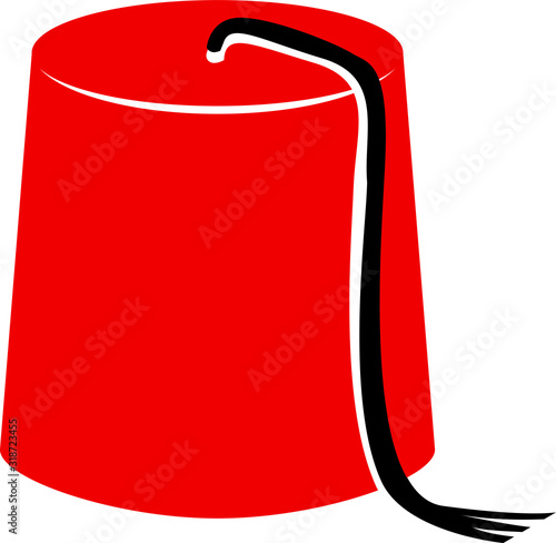 fez icon, Red Turkish hat with black tassel