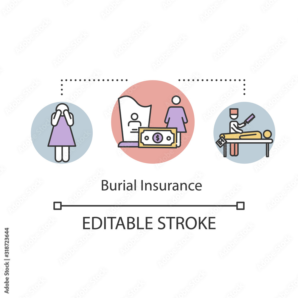 Burial insurance concept icon. Financial help with funeral. Family