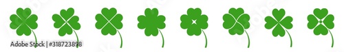 Shamrock Icon Green | Shamrocks | Four Leaf Clover | Irish Symbol | St Patrick's Day Logo | Luck Sign | Isolated | Variations